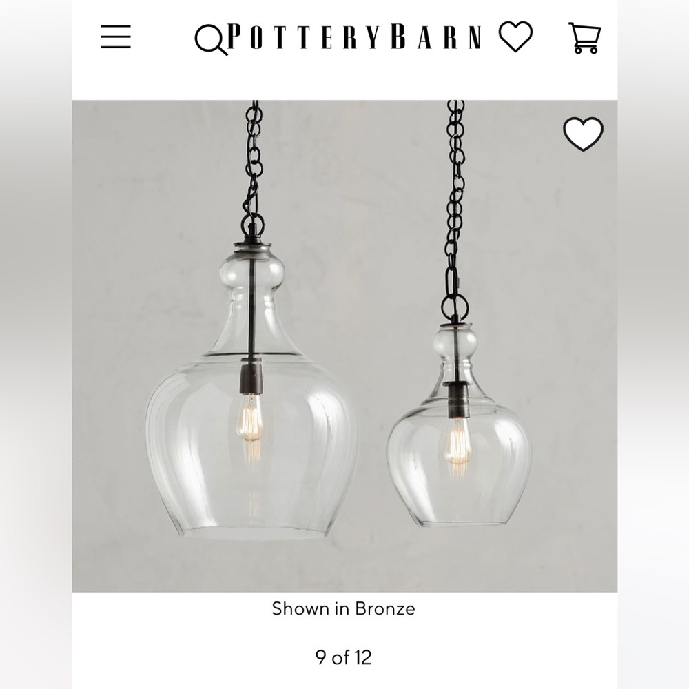 NIB Pottery Barn Flynn small recycled glass pendant